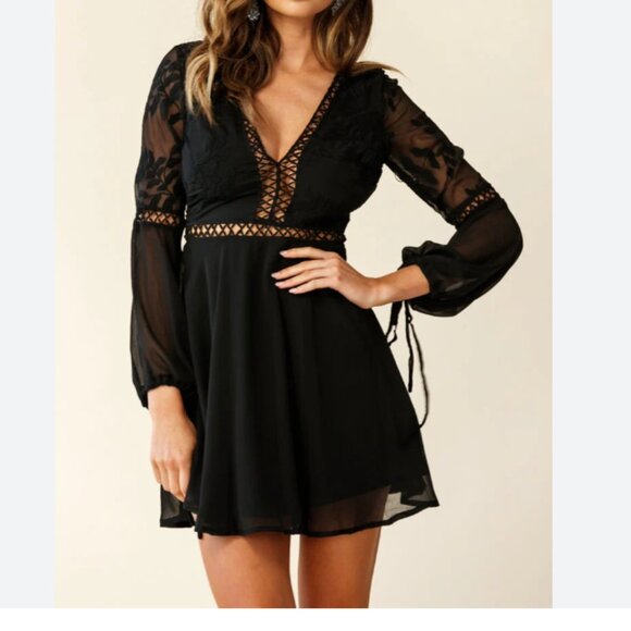 Selfie Leslie Dresses & Skirts - Selfie Leslie Carson Crochet Details Dress Black